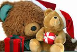 Teddy bear mother and baby at Christmas