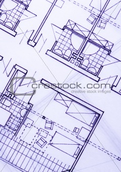 Architecture planning of interiors designe on paper