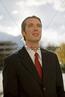 businessman looking up