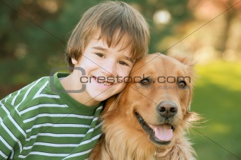 Boy with Golden Retriever