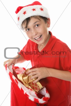 Child with a sack of presents