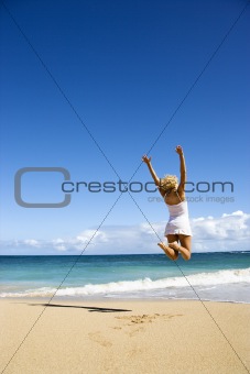 Woman jumping.