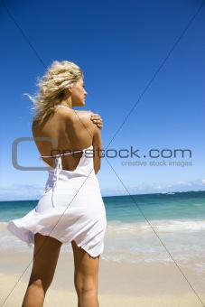 Woman on beach.