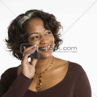 Woman on cellphone.