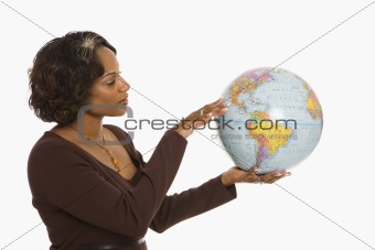 Woman holding Earth.