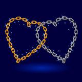 Chain silver and gold heart.