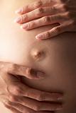 Detail Of Pregnant Woman Holding Stomach