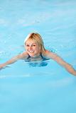 Middle Aged Woman Swimming In Pool