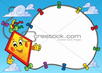 Frame with flying cartoon kite