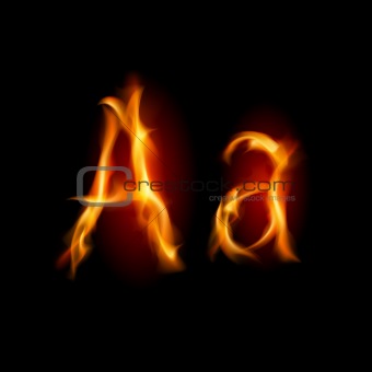 Fiery font. Letter A