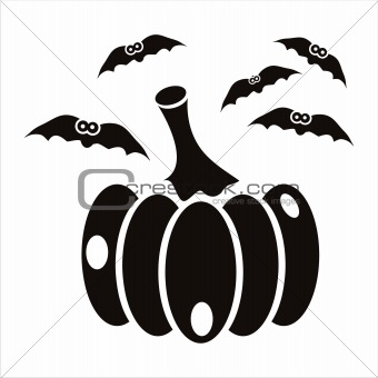pumpkin with bats icon