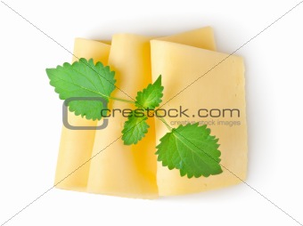 Cheese and mint isolated