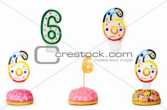 Birthday candles isolated on the white