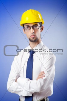 Young engineer wearing hard hat