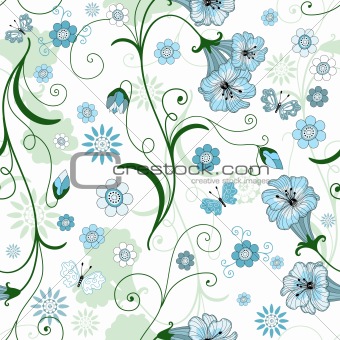 White seamless floral pattern