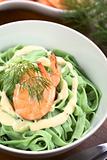 Green Tagliatelle with Shrimp