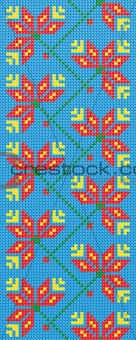 Ukrainian embroidery flowers on blue
