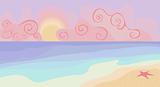 Beach and sunset with pastel colors
