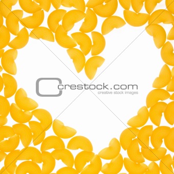 Frame of pasta in  form of heart