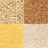 Background of millet, oatmeal, buckwheat, rice