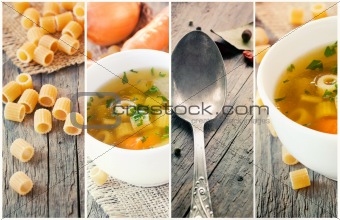 Vegetable soup collage