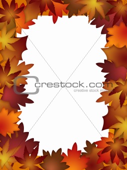 Colorful Fall Leaves Border over White