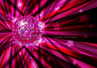 Disco Ball vector background with rays and stars / eps10