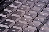 Closeup of a black computer keyboard