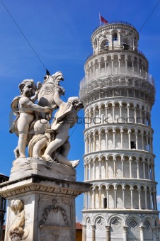 PISA, ITALY-JUNE 7: The leaning tower of Pisa on Piazza del Duomo in Pisa, Italy on June 7, 2010. It's the 3rd oldest structure in the Cathedral Square after the Cathedral and the Baptistry.