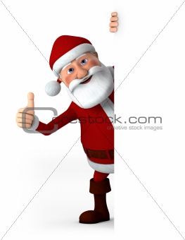 Thumbs up Santa with blank sign