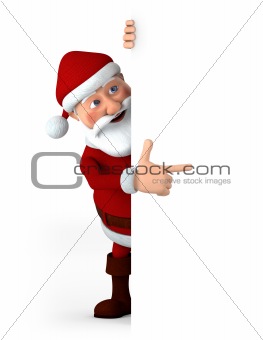 Santa pointing at blank sign