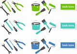 Set of tools icons (three colors)