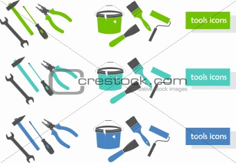 Set of tools icons (three colors)