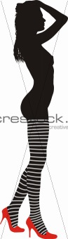 Girl in striped stockings