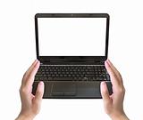 laptop PC on women hand