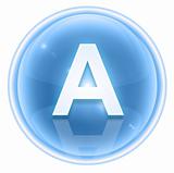 Ice font icon. Letter A, isolated on white background