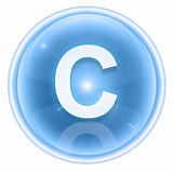 Ice font icon. Letter C, isolated on white background