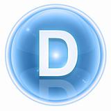 Ice font icon. Letter D, isolated on white background