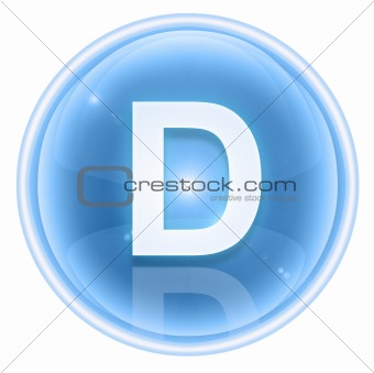 Ice font icon. Letter D, isolated on white background