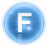 Ice font icon. Letter F, isolated on white background