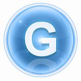 Ice font icon. Letter G, isolated on white background