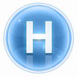 Ice font icon. Letter H, isolated on white background