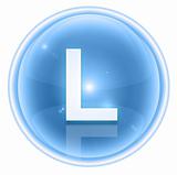 Ice font icon. Letter L, isolated on white background