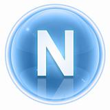Ice font icon. Letter N, isolated on white background