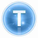Ice font icon. Letter T, isolated on white background
