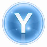 Ice font icon. Letter Y, isolated on white background