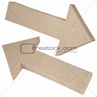 set of cardboard navigation arrows isolated on a white background