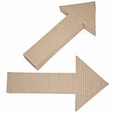 two arrows made of corrugated cardboard directed to the right