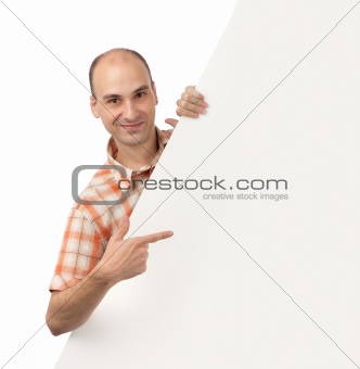 man pointing at blank Billboard