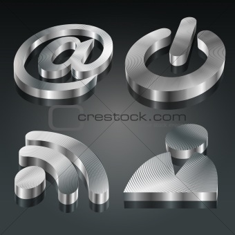 Metalic 3D Symbols Set